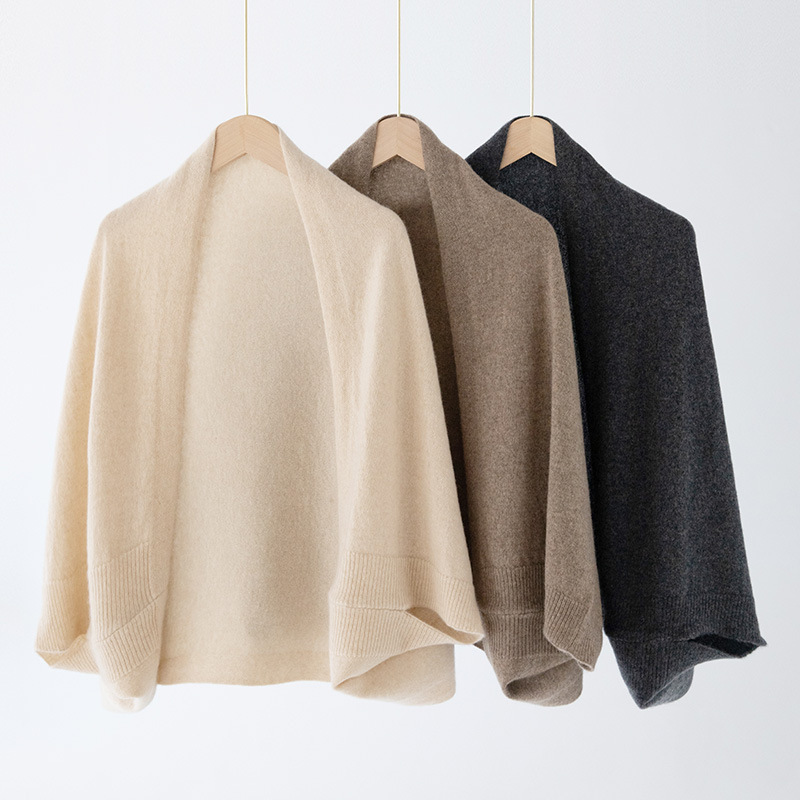 Cashmere Shawl Women's 100% Pure Cashmere New Fashion All-Match Pure Color Warm Shoulder Protection Knitted Cardigan