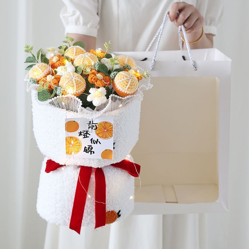 完成品プレゼント手作り毛糸メリヤスひまわり花束誕生日彼女の親友創意卒業シーズンプレゼント|undefined