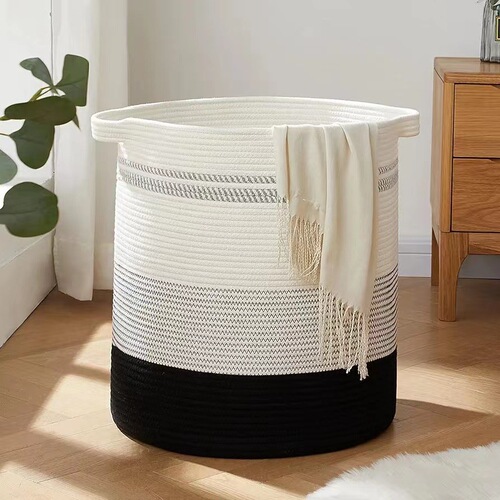 Cotton rope woven storage basket cotton rope dirty clothes basket woven storage basket storage basket storage basket home