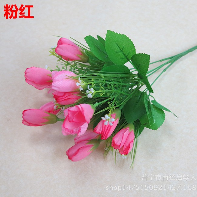 Flores artificiales al por mayor, 15 piezas: tulipán, magnolia, flor de nieve, mezcla de colores