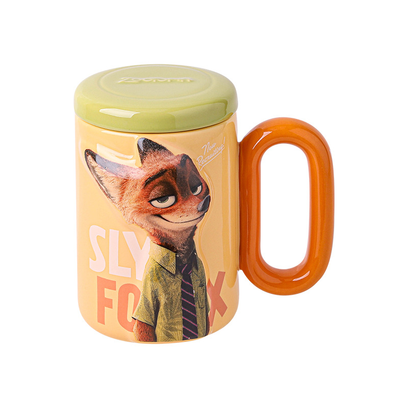 Disney Judy Cartoon Taza de cerámica con tapa de taza de alta calidad de la oficina de taza de agua regalo de cumpleaños