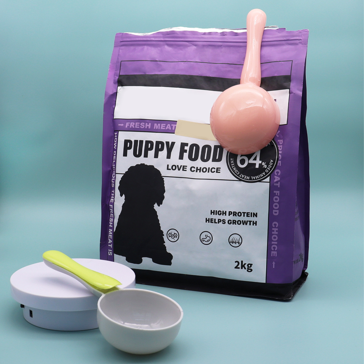 Cuchara de comida para perros transfronteriza con clip Cuchara de comida para gatos de plástico Cuchara de comida para mascotas a prueba de humedad Pala de comida para gatos Juegos para perros Necesidades diarias