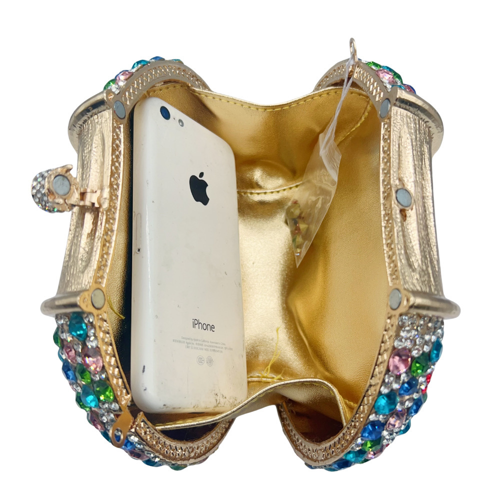 Nuevo huevo de ganso transfronterizo bolsas de cena de diamantes bolsas tridimensionales bolsas de mano de diamantes completas para banquetas europeas y estadounidenses embrague nuevo blanco dorado