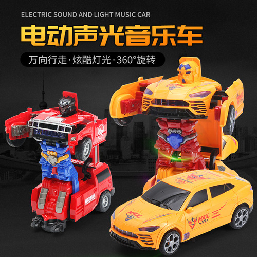 Children's electric toy red Hummer singing and dancing robot universal electric deformation car luminous toy car