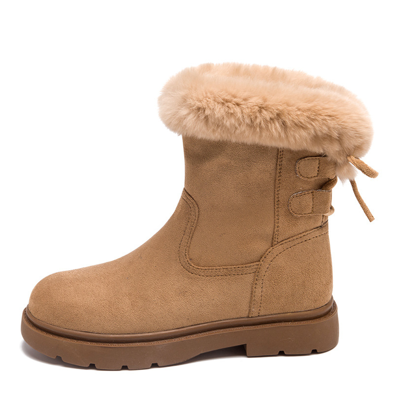 Botas de nieve para mujeres 2025 nuevo invierno de tubo corto con una base gruesa de lana más gruesa botas de lana de Martin en la moda