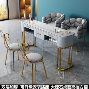 Nail Art Table and Chair Set, Trendy Japanese-Style Single or Double Luxury Minimalist Modern Marble Manicure Table
