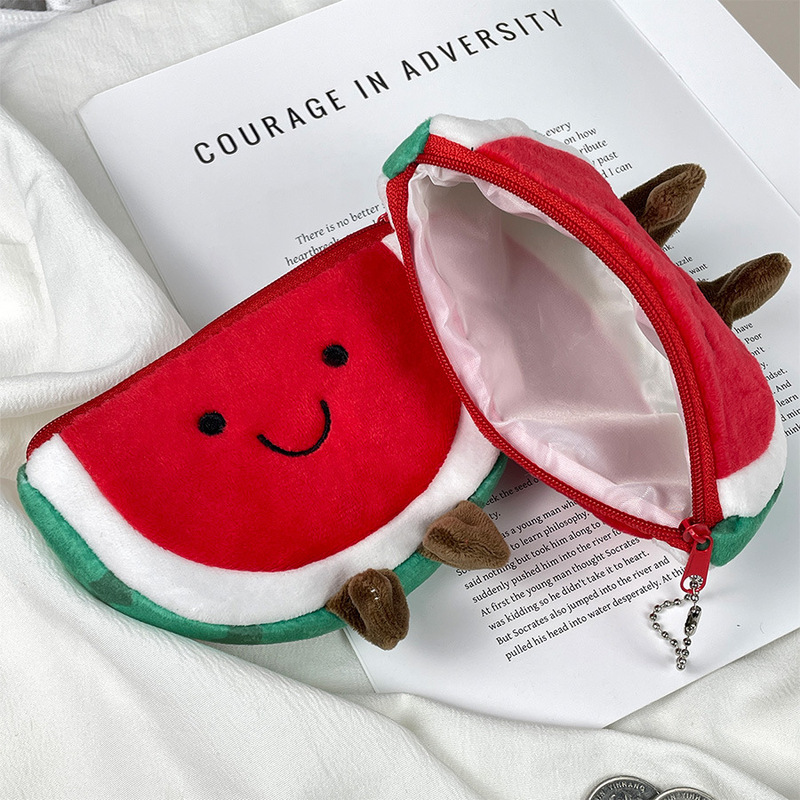 Creative Simulation Watermelon Plush Coin Purse Children's Coin Storage Small Bag Keychain Pendant Wallet Gift Wholesale Creative Simulation Watermelon Plush Coin Purse Children's Coin Storage Small Bag Keychain Pendant Wallet Gift Wholesale