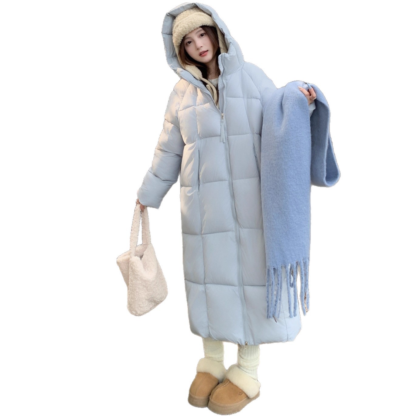 Chaqueta de algodón de plumón para mujeres medianas y largas sobre la rodilla delgada gorda abrigo MM 2025 otoño invierno chaqueta de algodón de estilo europeo y americano