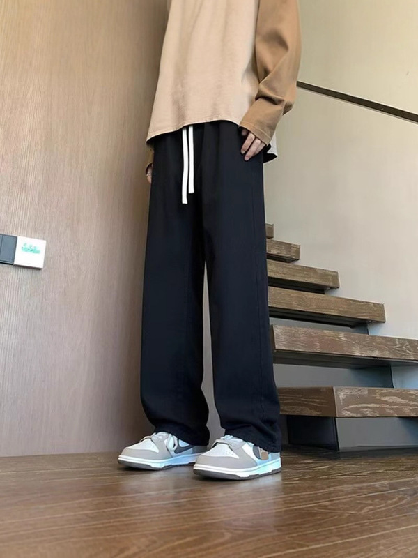 秋冬加绒直筒牛仔裤男士潮牌美式高街阔腿复古垂感水洗休闲长裤子|undefined