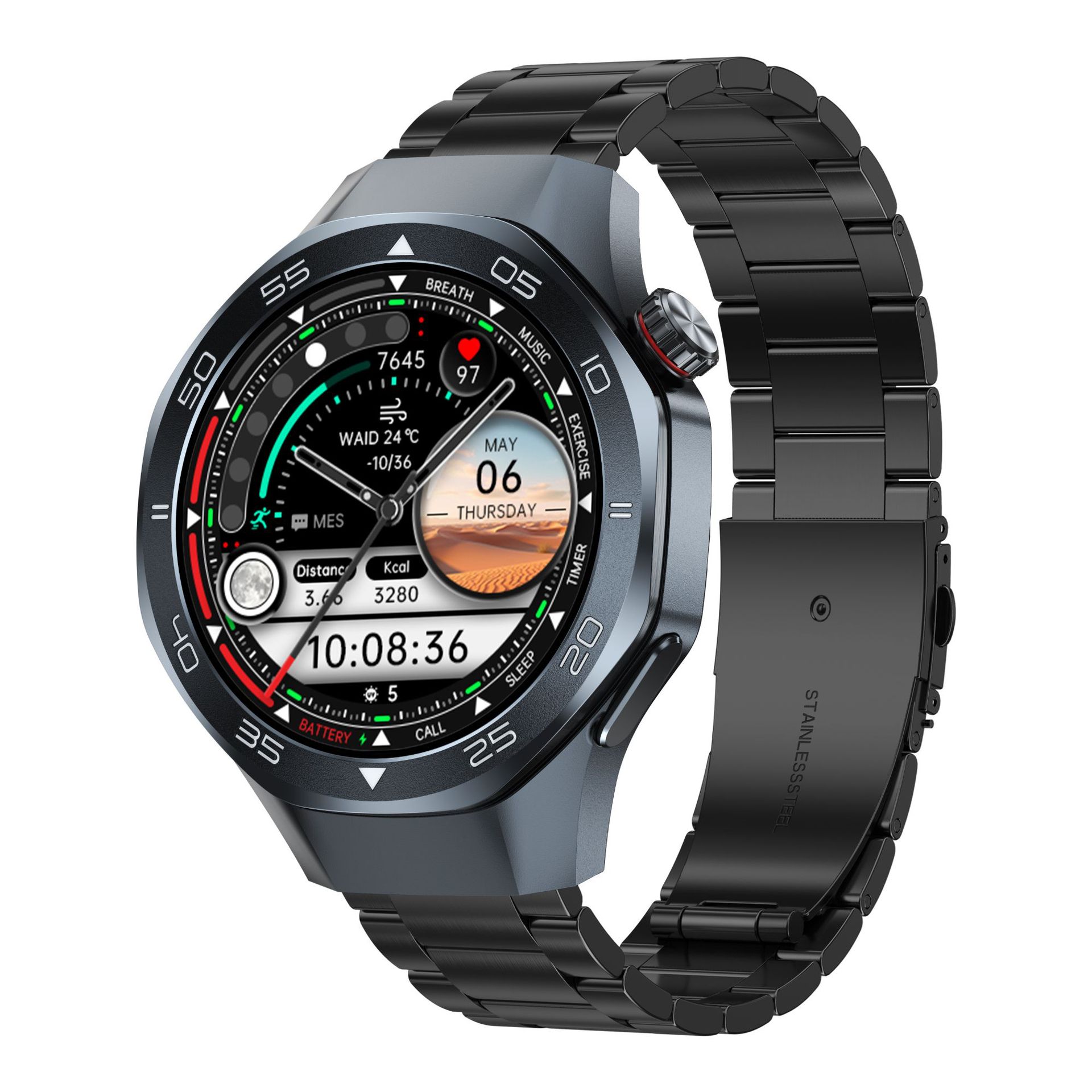 跨境C10智能手表心率血压血氧女性健康蓝牙通话GPS防水WATCH5 PRO