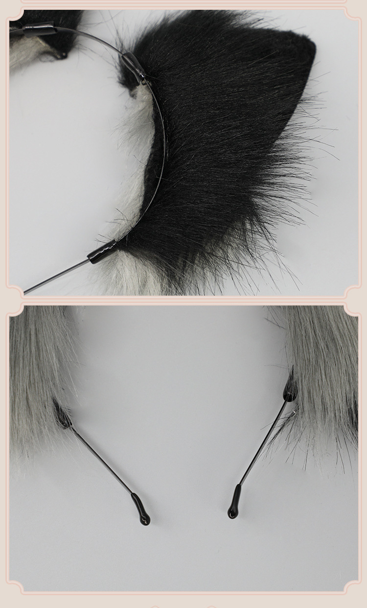 Fascia per capelli con orecchie da animale da gioco di ruolo, grazioso vestito di peluche, accessori alla moda, fascia per capelli con lupo feroce e lupo solitario, copricapo_voghion.com