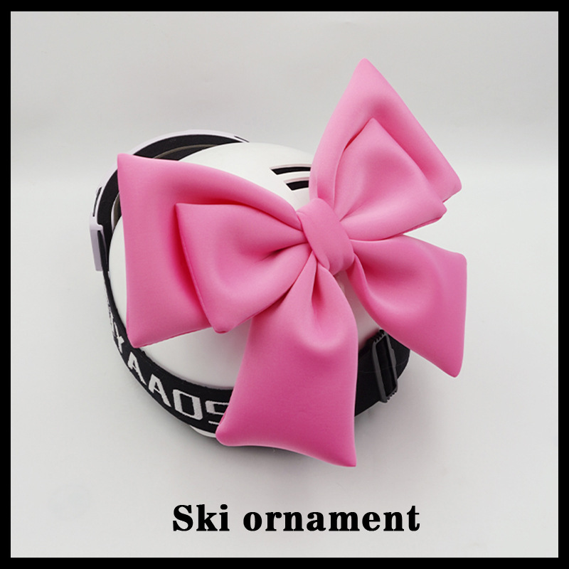Cute Double Layer Bowknot Light Pink Decoration Snow Helmet Motorcycle Universal Helmet Accessories Detachable