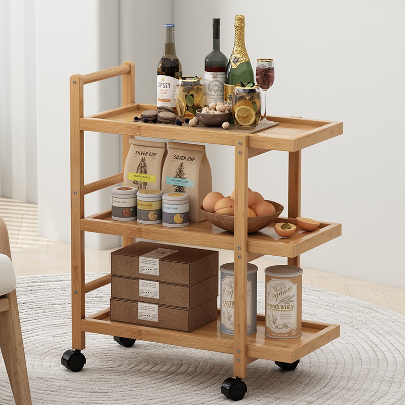 Simple Movable Dining Cart Storage Rack Multi-Layer Living Room Coffee Table Side Table Trolley Sofa Storage Rack Multi-Functional Home