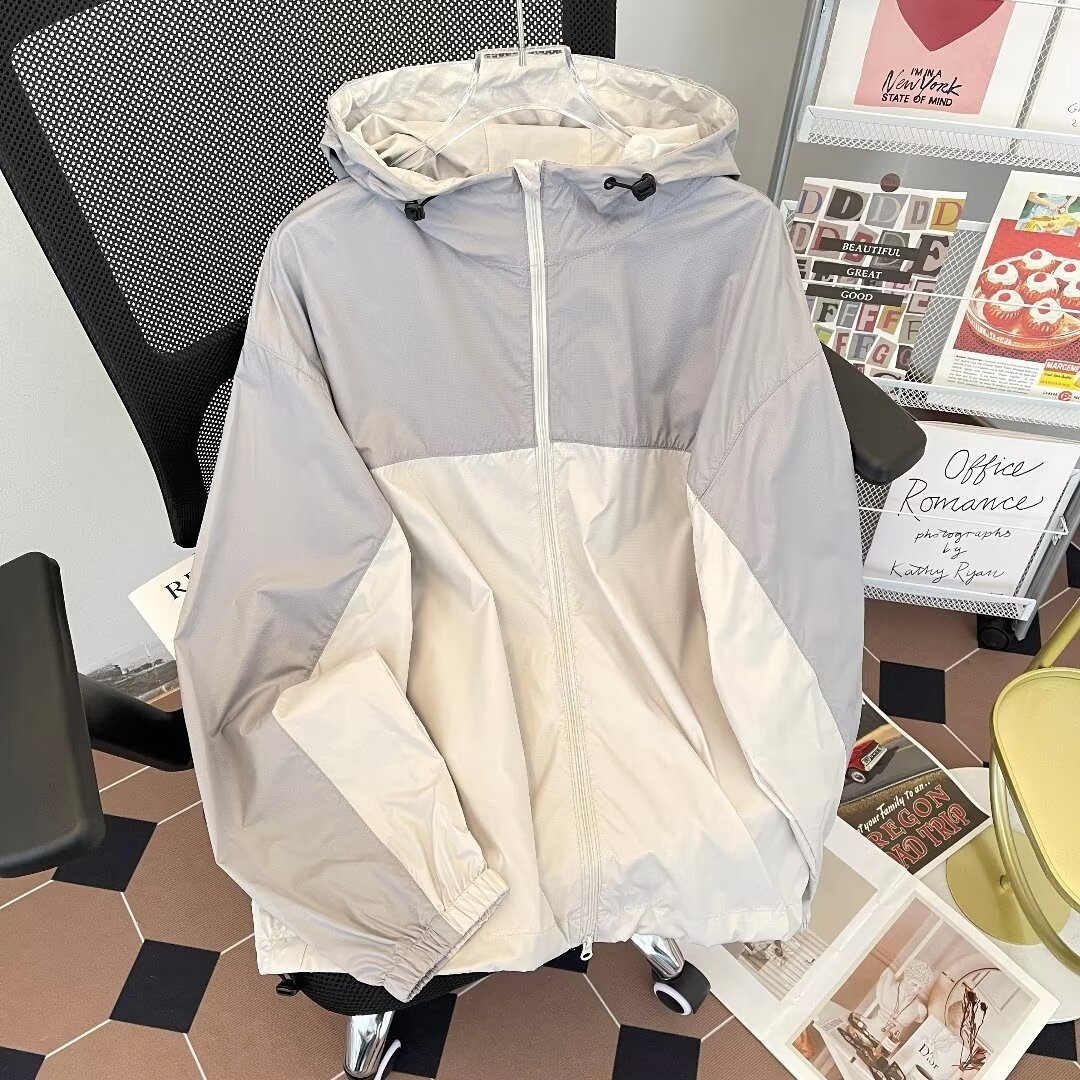 New cross-border style single-layer windbreaker for men, thin, waterproof, windproof, outdoor, couple jacket, hiking suit, men's fashion.