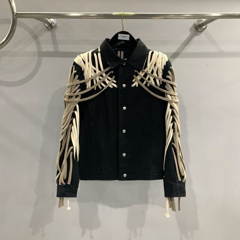 Subhuman Men's Style | 2020 Dark Street Style Rope Jacket for Men and Women, Off-White Loose Casual