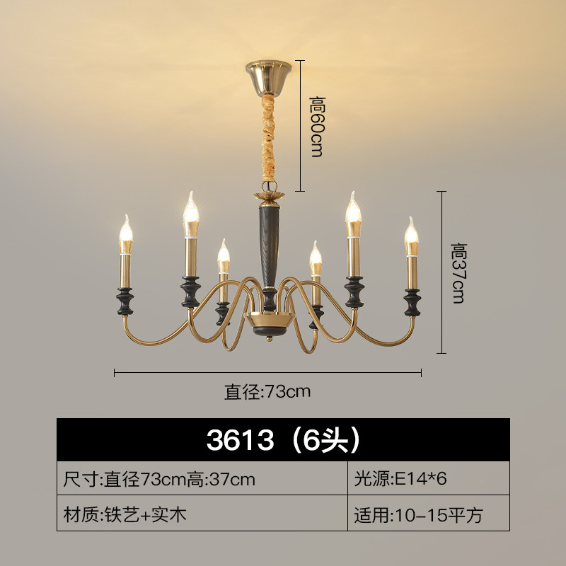 Lámpara de vela vintage americana lámpara de sala de estar lámpara principal atmósfera dormitorio comedor estilo francés medieval villa escalera lámpara