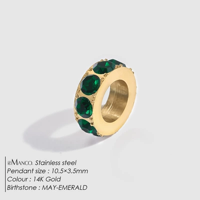 Zərgərlik ara hissələri – Steel Diamond-Encrusted Large Hole Spacer - may-green-gold