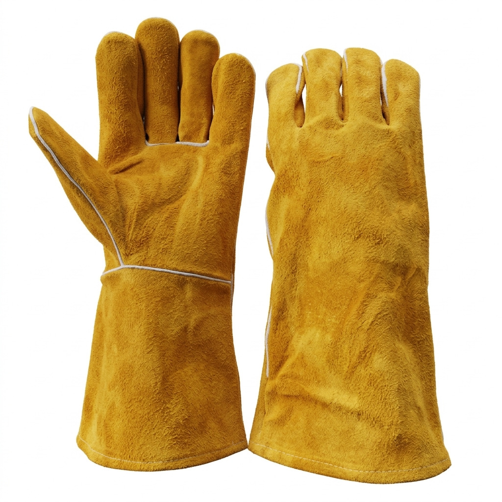 厂家直销电焊皮革手套手部防护防滑防割耐高温保暖焊工劳保手套批