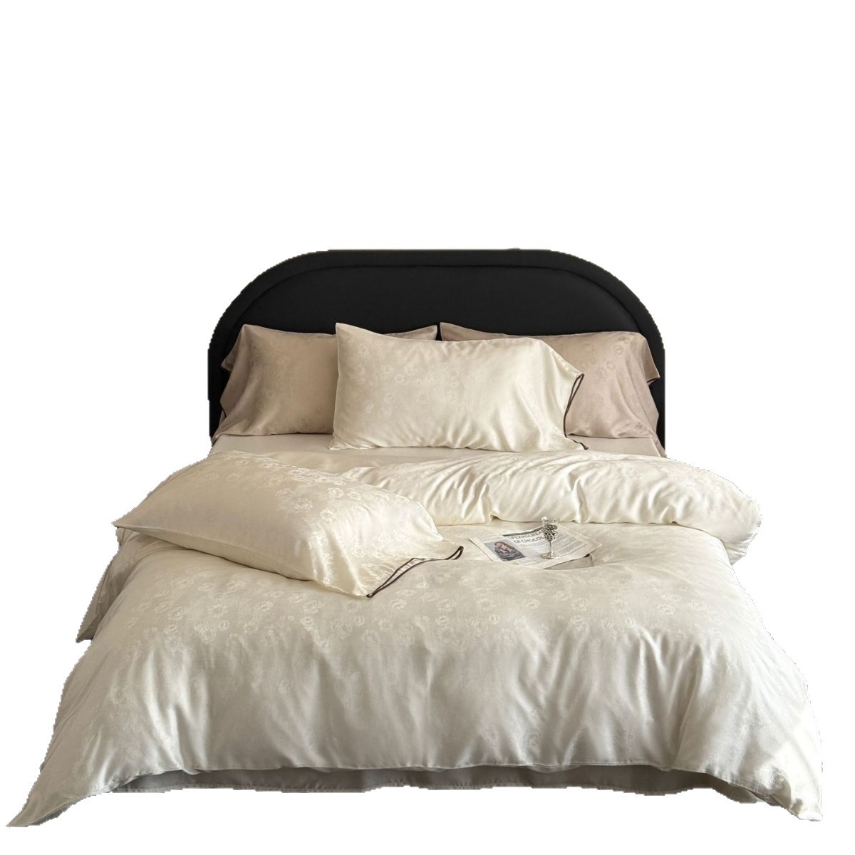 Conjunto de capa de edredão jacquard em seda gelo tencel_voghion.com