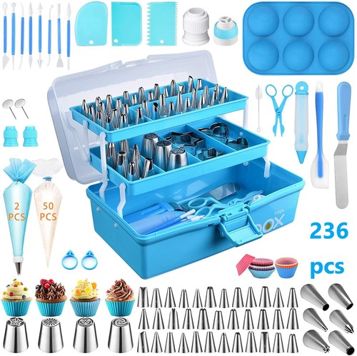 Amazon Cross-border 220/512 piece set cake frosting turntable decoration frosting tip set fondant baking tool