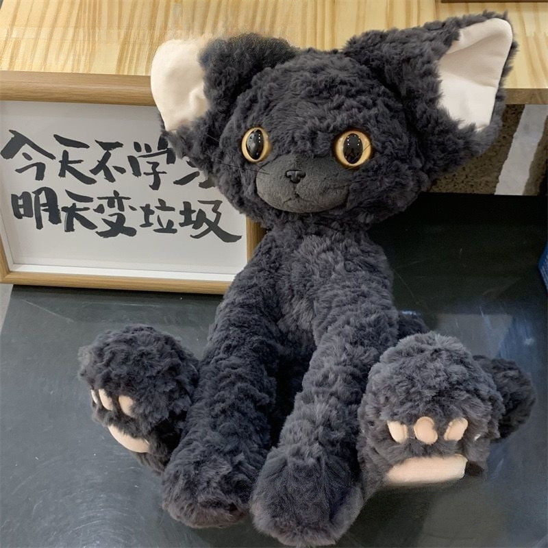 Douyinと同じ黒猫超かわいいデボンぬいぐるみ黒猫人形女の子への6月1日の誕生日プレゼント|undefined