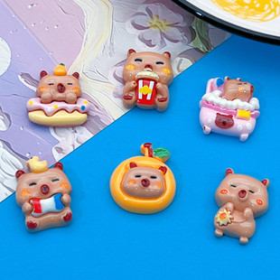 Bright Face Cute Bath Popcorn Capibala DIY Refrigerator Sticker Hairpin Water Cup Shoe Buckle Resin Accessories