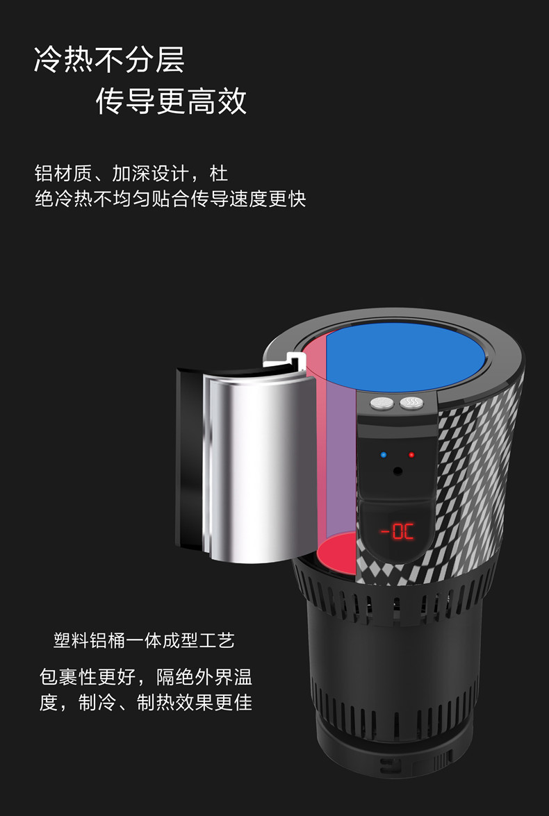 Cross-Border Hot-Selling Car-Mounted Hot and Cold Cup with Rapid Cooling and Heating, 12V for Home and Car Use, Summer Cooler, Customizable Logo