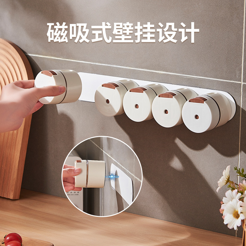 Condimento cuantitativo controlado por sal botella condimento frasco caja de condimento magnético montado en la pared conjunto completo Jar Suministros de cocina combinación para el hogar