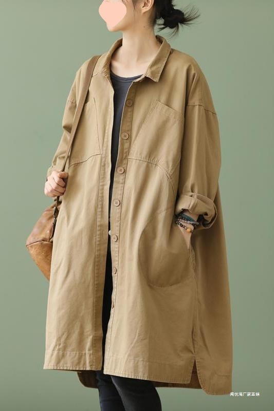 Plus Size Women's Workwear Spring and Autumn Women's New Style Plus Velvet Windbreaker Women's Autumn and Winter Outwears Women's Long-Sleeved Tops Women