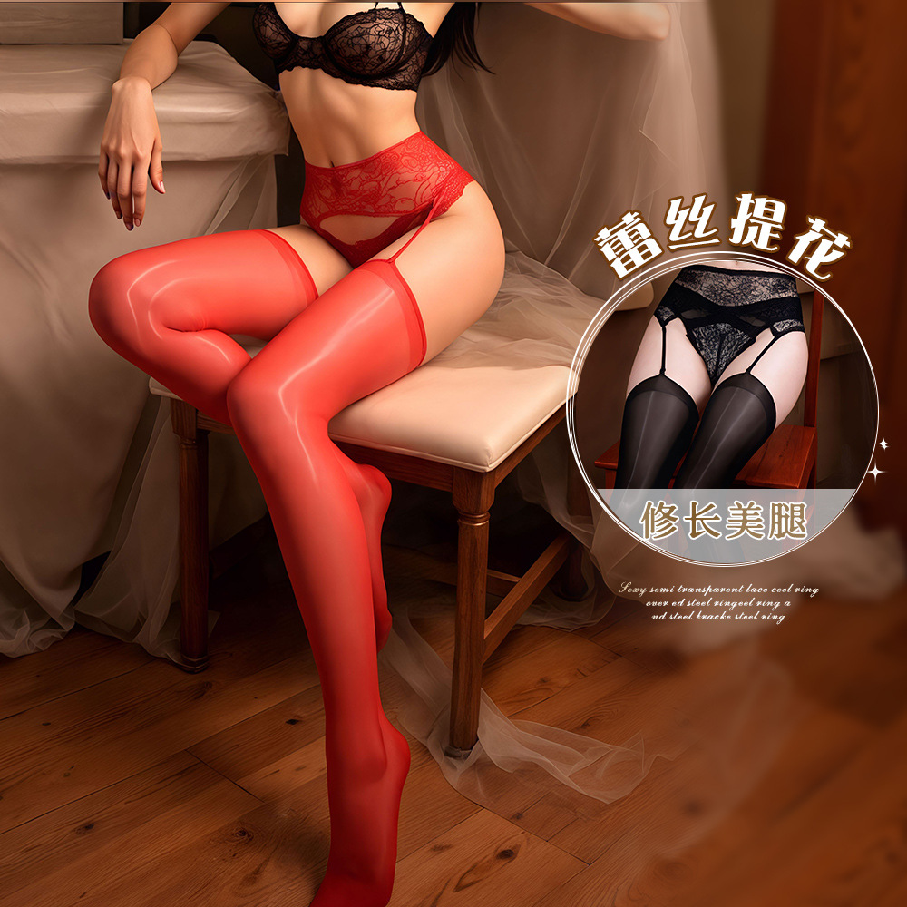 Night Ting Incense New Aurora Horse Oil Lace Sling Integrated Socks No-off Ultra-thin Anti-hook Silk Hollow Fun Stockings