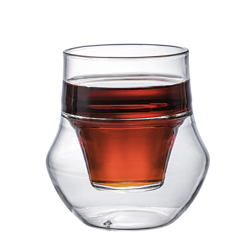 New single-mouth double-layered glass coffee cup, small capacity 100ml tea cup, double-layered upper single-layered lower double cup