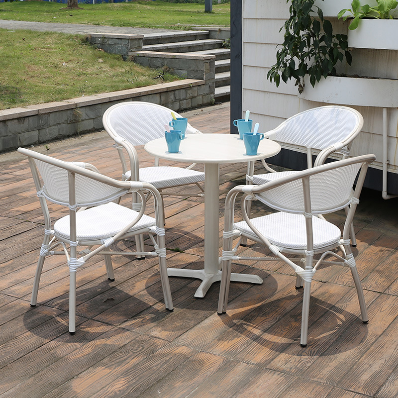 Mesa y silla al aire libre, mesa y silla de comedor, mesa y silla blanca, mesa y silla al aire libre, jardín, patio