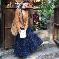 复古森系小碎花蛋糕半身裙女2025新款春季中长款高腰遮胯