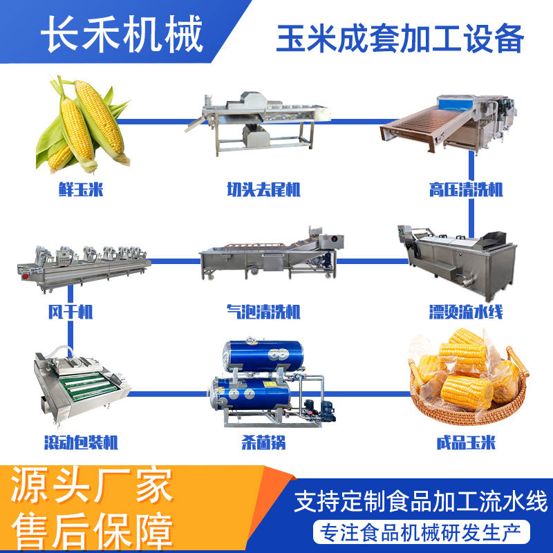 粘玉米深加工生产线  玉米清洗漂烫杀菌成套设备 玉米棒蒸煮流水