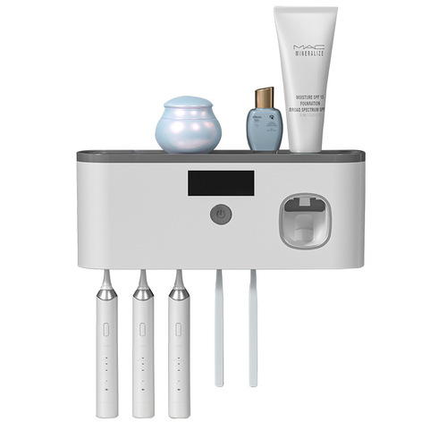 Simple, stylish, smart disinfecting toothbrush holder, bathroom toothbrush rack, wall-mounted UV toothbrush cup holder, bathroom