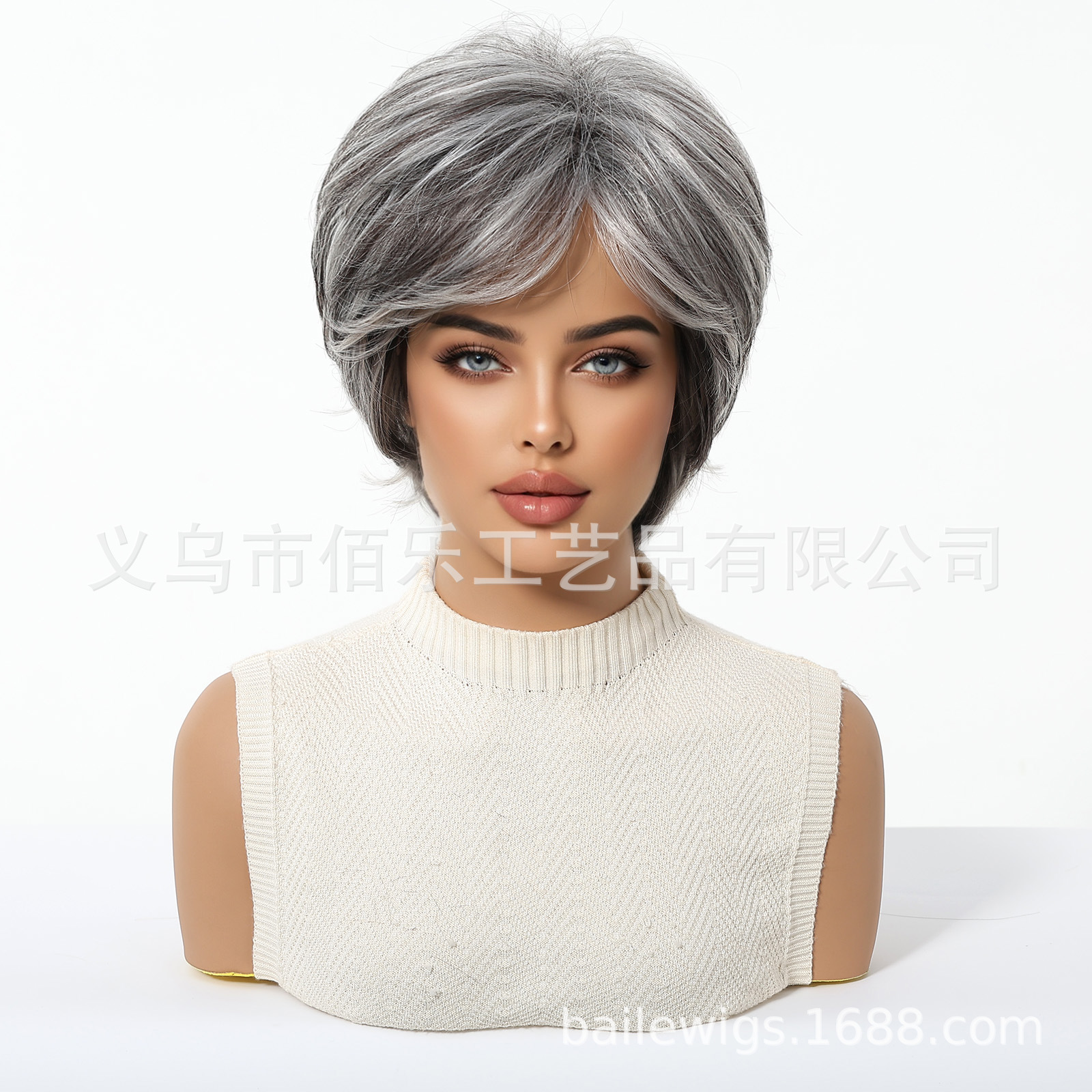 pelucas para mujer 10 pulgadas gris parcial Xuchang pelucas transfronterizas fábrica al por mayor en stock cabello