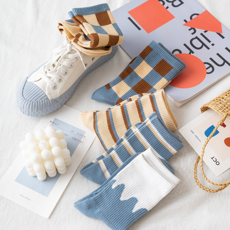 2025d Women's Mid-Calf Striped Spring Summer Ins Trend Hip-Hop College Style Long Cotton Socks_voghion.com