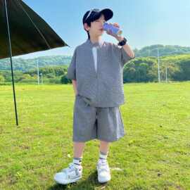男童夏装套装2026新款中大儿童短袖透气衣服帅气薄款两件套批发潮