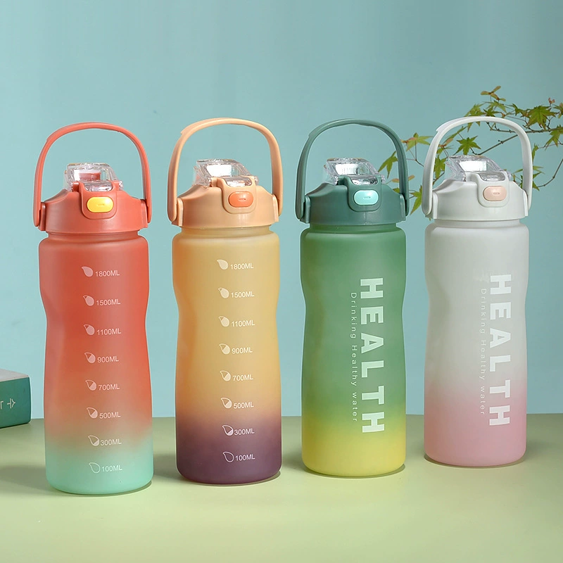 Glass, travel matte rainbow water bottle for water, handheld set, gradient