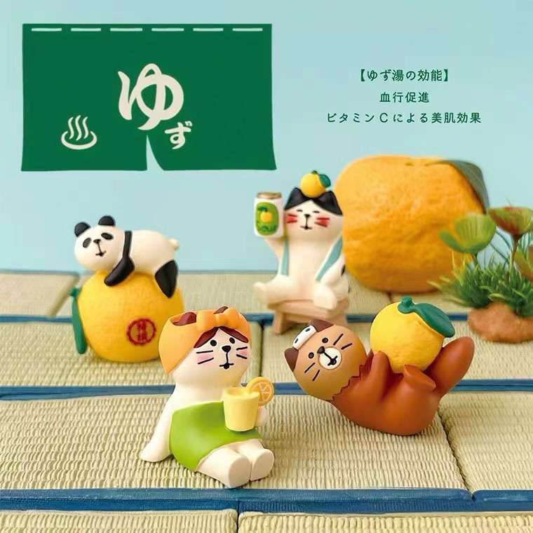 日式猫摆件批发ZAKKA柠檬潮玩装饰DIY手工盲盒柚子树脂工艺品摆件|undefined
