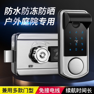 Courtyard Door Lock Outdoor Nfc Waterproof Fingerprint Lock Double-Sided House Cut Out Password Old-Fashioned Iron Door Bull Head Lock
