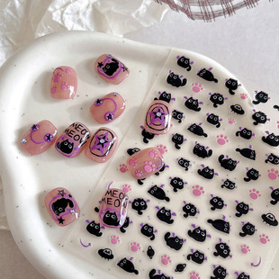 YITU Ant Figure Small Crowd Cute Fun Devil Cat Nail Art Sticker Thin Ligament Adhesive Nail Decoration YT3795