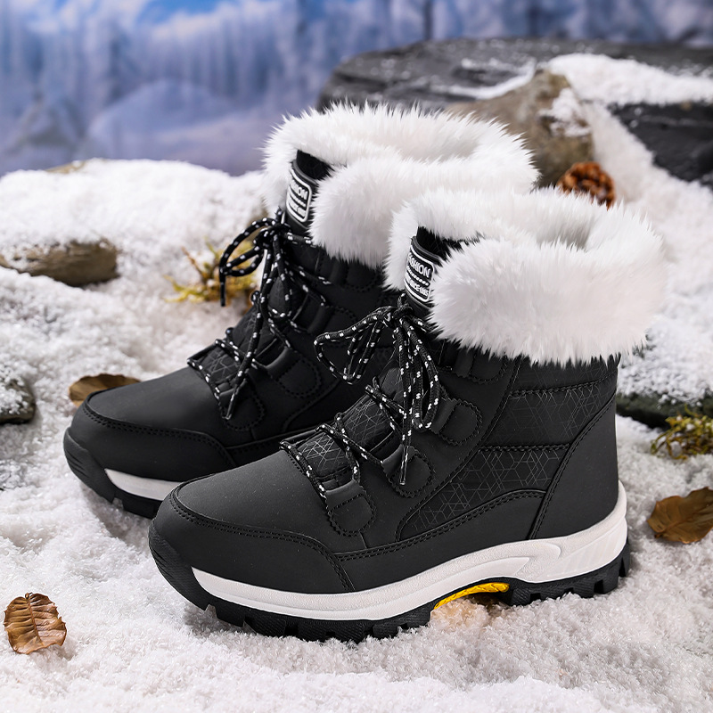 Snow Boots for Women, Outdoor Travel, Thickened, Warm, Waterproof, Non-Slip, High-Top Cotton Shoes, Women's Mid-Calf Boots, Waterproof Snow Boots