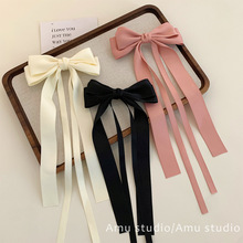 甜美少女搠蝶结飘带发夹日韩系简约百搭高级感后脑勺发卡网红发饰