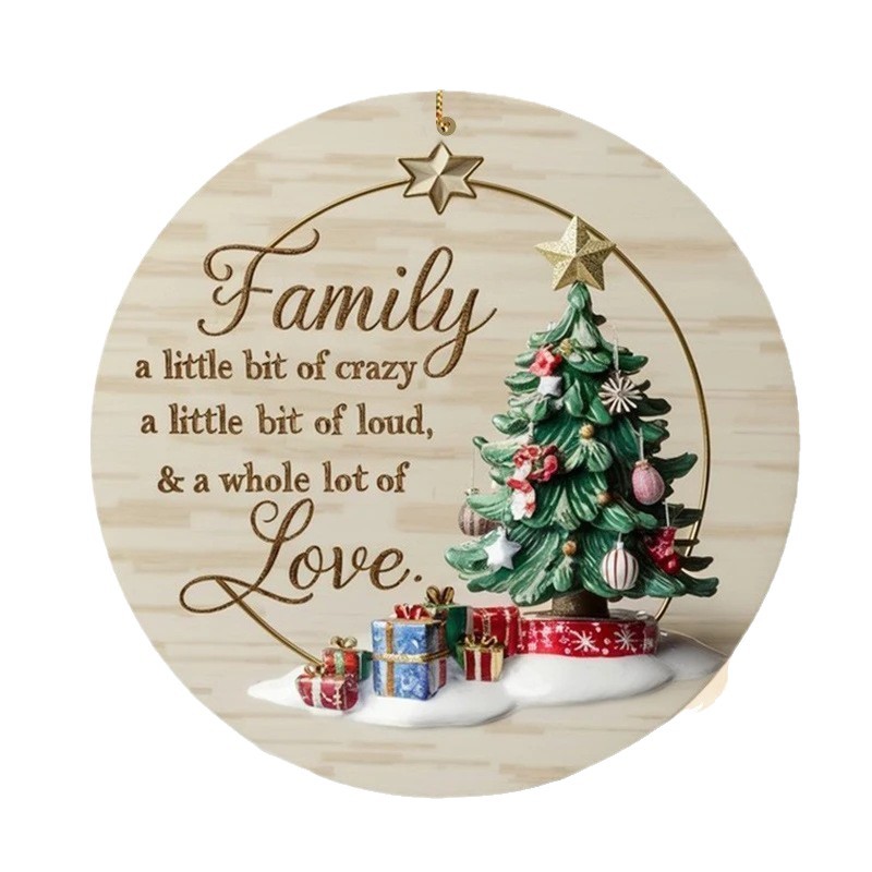 Transfronterizo Amazon nuevo colgante plano acrílico redondo de Navidad creativo de decoración de árbol de Navidad colgante de coche image 5