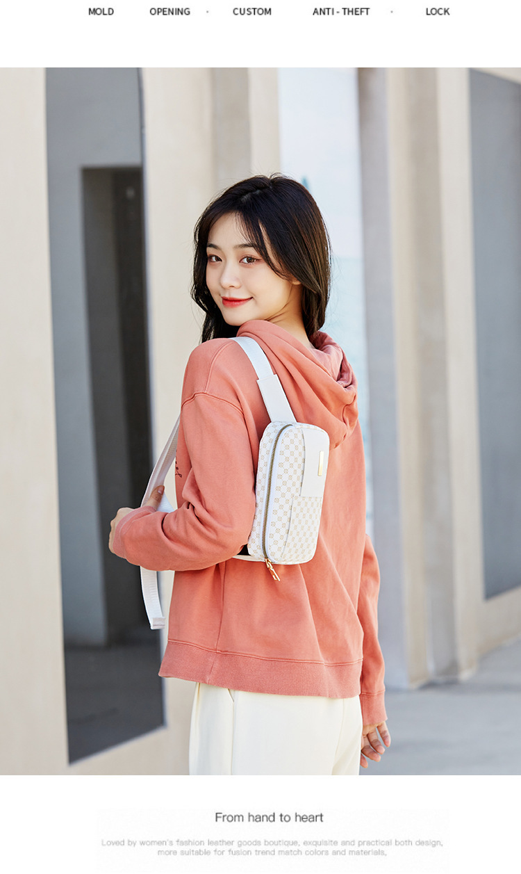 Fanny Pack Bags Type Daily Occasion Women's Small All Seasons Pu Leather Printing Vintage Style Square Zipper Fanny Pack