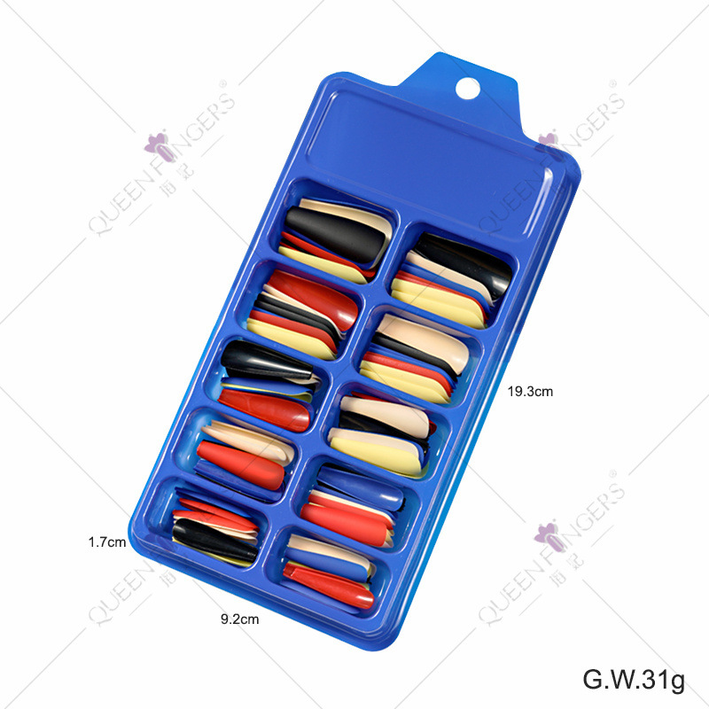 100 piezas de uñas de ballet de uñas en Europa y los Estados Unidos, unidad de uñas de color completo, una pequeña caja azul de desgaste, parche de uñas falsas.