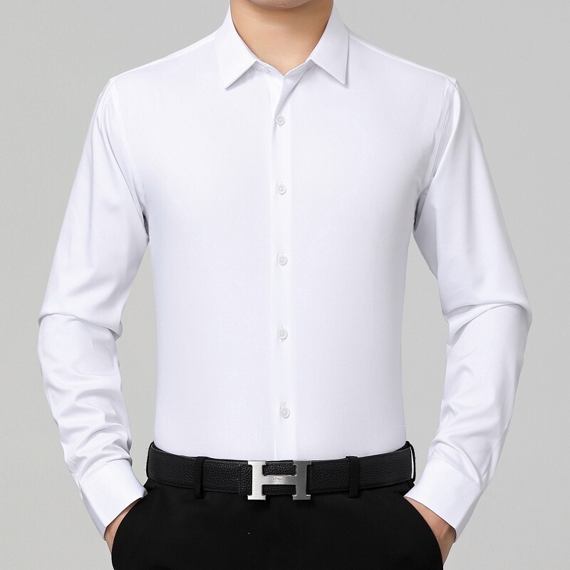 Authentic brand autumn business casual men's shirt, new stylish long-sleeved bamboo fiber wrinkle-resistant shirt for men