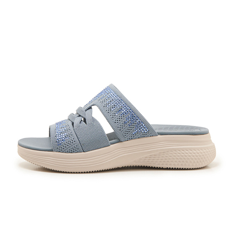 Dép sandal nữ xỏ ngón đế bệt đính đá lấp lánh — màu nâu, màu đen, xanh lam, màu mơ chi tiết 33