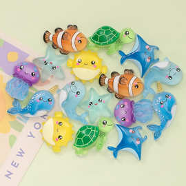 夜光海洋动物鲸鱼海龟树脂配件diy奶油胶文具鞋扣手机壳装饰贴片